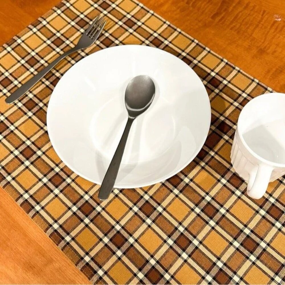 Autumn NWT Plaid Handwoven Placemats 4pc Set